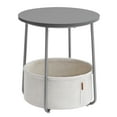 thumbnail image 3 of Round End Side Table with Fabric Storage Basket Bedside Table Nightstand for Living Room Bedroom Dove Gray Classic White, 3 of 7