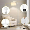 thumbnail image 4 of Floor Lamps for Living Room, White Arc Floor Lamp with Stepless Dimmer, Modern Standing Lamp with Adjustable Drum Shade, Tall Pole Lamp for Bedroom Study Room Office, 9W 3000K LED Bulb Included, 4 of 6