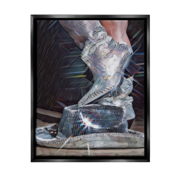 Stupell Industries Disco Sparkles Cowgirl Novelty Painting Black Floater Framed Canvas Art Print Wall Art, 17 x 21