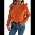 thumbnail image 3 of Suéter de Punto A Rayas para Mujer, Cuello Redondo, Larga, Holgado, para Otoño e Invierno Color Naranja S, 3 of 10
