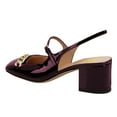 thumbnail image 3 of FSJ Women Stylish Block Chunky Mid Heels Slingback Pumps Square Closed Toe Slip On Metal Chain Office Dressy Shoes Size 7 Purple, 3 of 4