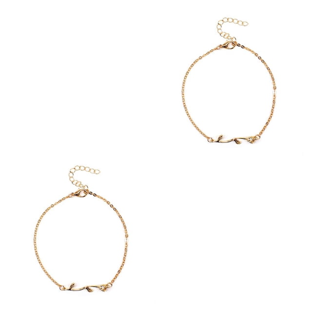 Guardurnaity Tobillera de aleación en forma de rosa, delicada para pies, adorno para pies, accesorio de moda, joyería para niña para dorado 2piezas