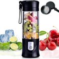 thumbnail image 1 of Portable Blender For Shakes And Smoothies, Travel Friendly Personal Juicer With Stainless Steel Blades And Rechargeable Battery, Black, 350-420ml, 1 of 5