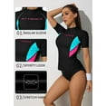 thumbnail image 4 of Women's Short Sleeve Color Blocked Rash Guard Quick Dry Swim Shirt Tops, 4 of 5