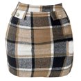 thumbnail image 7 of Womens Tweed Wool Mini Skirts Fall Winter High Waist Bodycon Pencil Plaid Skirt Fake Pockets Khaki, S, 7 of 7