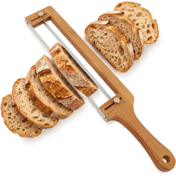 Gaishi Adjustable Bread Slicer – ¼–2" Thickness Guide, Serrated Stainless Blade