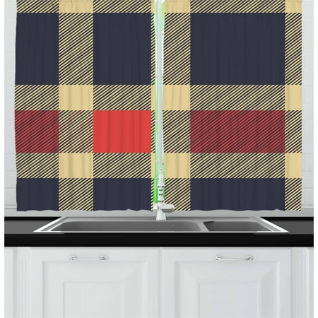 Checkered Curtains 2 Panels Set Vintage Plaid Tartan Pattern