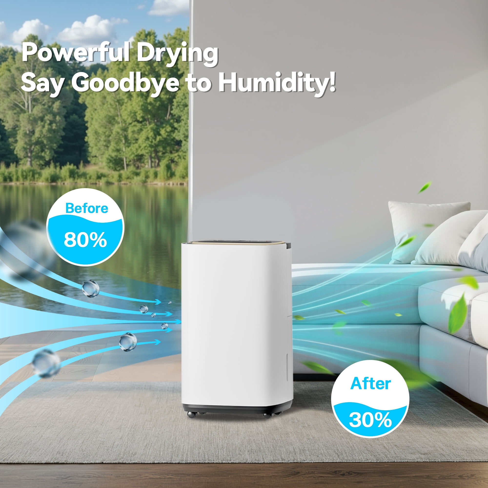 UrbanSync 5000 Sq.Ft Dehumidifier, 1.6 Gallon Water Tank, Dehumidification/Drying/Air Modes, Humidity Display Function, 24H Timer, Drainage Hose, for Bedroom Office, Basement, Laundry