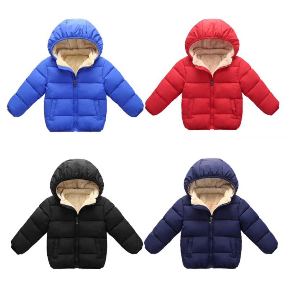Boys Girls Kid Winter Thick Jacket Warm Zipper Hooded Windproof Coat Cute Outwear,2-6T