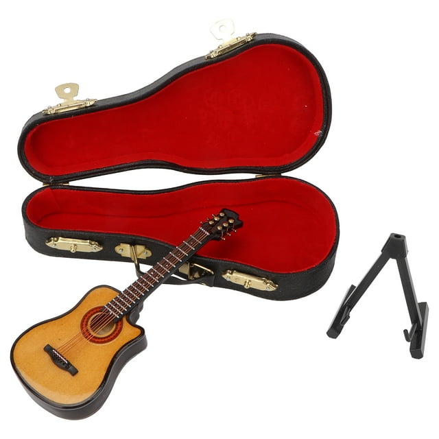 Guitarra eléctrica en miniatura de madera de tilo y metal, miniadornos de instrumentos musicales, guitarra recortada de 13 cm