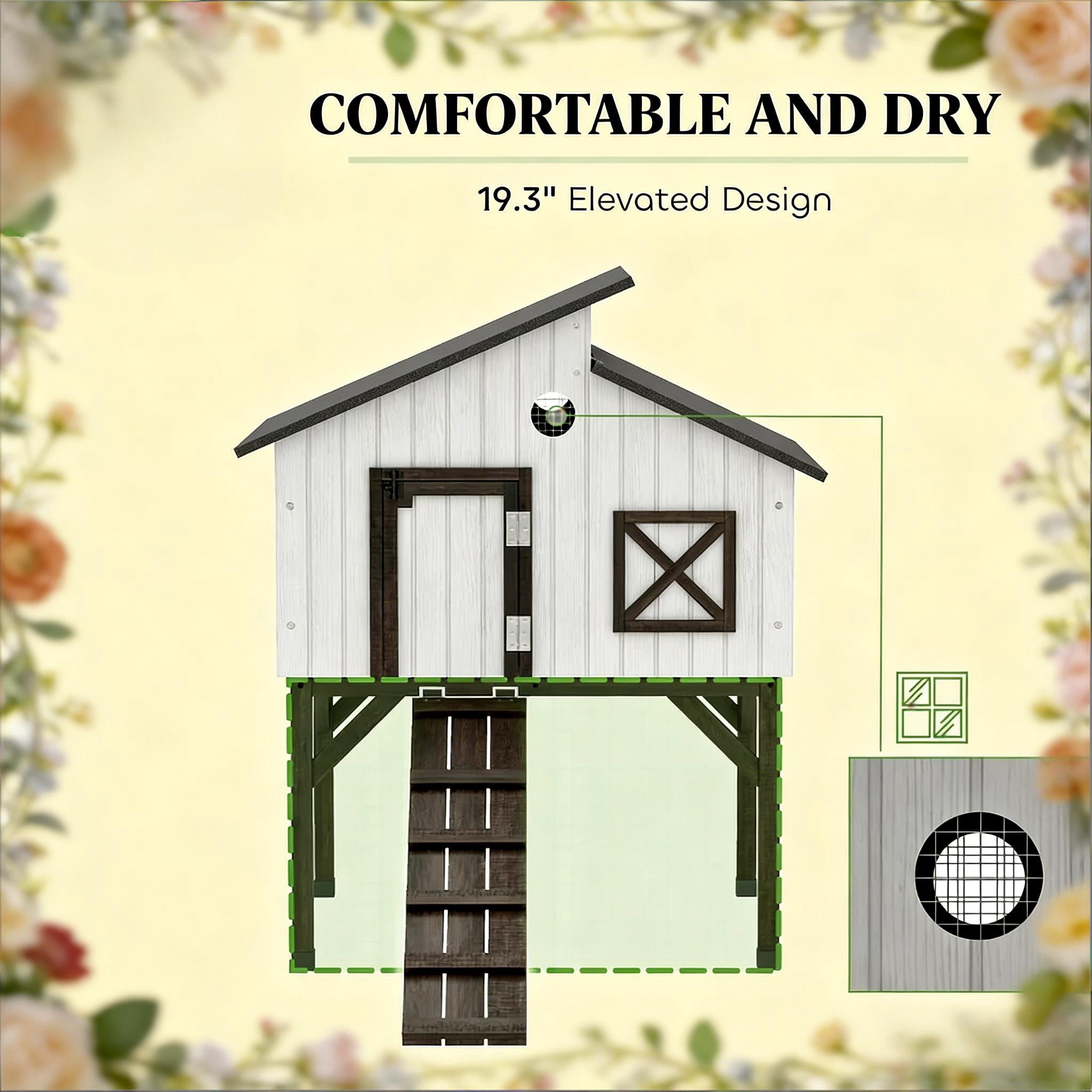 Pet House,Chicken Coop Hen House,Elevated Rabbit Hutch,Duck House