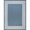 thumbnail image 3 of 4x6 Water Resistant, Indoor Outdoor Rugs for Patios, Front Door Entry, Entryway, Deck, Porch, Balcony | Outside Area Rug for Patio | Blue, Striped Border | Size: 4' x 5'3'', 3 of 8
