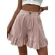 thumbnail image 1 of Txlixc Pantalones cortos casuales de verano para mujer, pantalones de pierna ancha de cintura alta de color sólido con dobladillo con volantes, S/ M/ L/ XL/ XXL Txlixc Estilo de ocio, 1 of 5