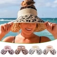 thumbnail image 2 of Fesfesfes Sun Visor for Women Summer UV Sun Protection Wide Brim Visor Empty Top Cap Leopard Print Edge Beach Cap with Bow, 2 of 8