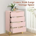 thumbnail image 5 of 4 Drawer Dressers for Bedroom, Wood Dresser with Golden Handles, Storage Chest Cabinet Organizer Unit, Chest of Drawers for Living Room, Closet, Hallway, Pink, 5 of 16