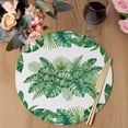thumbnail image 3 of Monstera Leaves Round 15 Inch Placemats Set of 6, Summer Tropical Palm Leaf Botanical Green HeatResistant Non Slip Place Mats for Dining Table, Wipeable Braided Kitchen Table Mats for Housewarming, 3 of 9