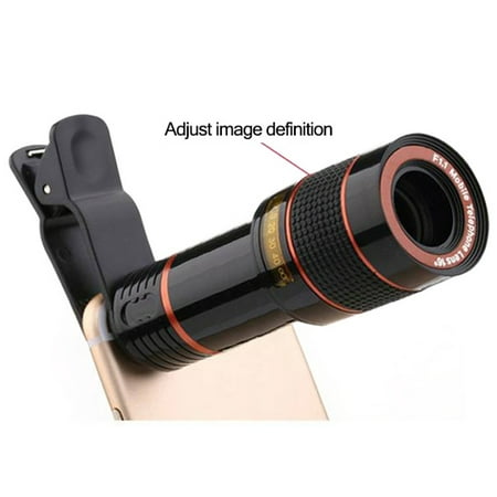 ZEDWELL HD 12X Optical Zoom Telescope Camera Lens Clip On Binocular Photography For iPhone Samsung Cell