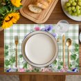 thumbnail image 4 of Spring Easter Placemats Set of 12, Purple Floral Summer Botanical Green Plaid Placemats for Dining Table, Place Mats for Kitchen Tabletop, Waterproof Wipeable Dining Table Mats Set, 4 of 9