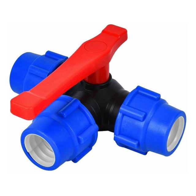 Válvula de bola de cierre, válvula de bola de tres vías de 25 mm Conexión rápida Tubo de PVC PE Interruptor rápido Conector en T Tamaño 25 mm