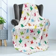 thumbnail image 4 of Birds Soft Flannel Fleece Blanket, Pattern with Flying Birds Carrying Heart Branches Love Valentines Day Inspired Print, Cozy Plush for Indoor and Outdoor Use, 50" x 70", Multicolor, by Ambesonne, 4 of 5