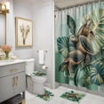 thumbnail image 4 of 4PCS/Set Highland Cow Bathroom Funny Animal Highland Cow Sitting on The Toilet Reading a Newspaper Shower Curtains for Bathroom Decor,Black Grey Bathroom Decor,Waterproof Fabric Bath Curtain, 4 of 6
