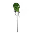 Beistle Green 16" Glittered Plastic Evil Skull With Stick Sceptor