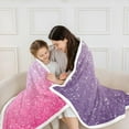 thumbnail image 5 of Colorful Glitter (No Glitter No Sequin) Pink Purple Sherpa Blanket Fantasy Fleece Blanket Plush Blanket for Bed Sofa Couch Bedroom Decor Fairy Dreamy Gradient Warm Fuzzy Blanket 40"x50", 5 of 7