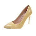 thumbnail image 2 of Miluxas Womens Slip On Pointed Toe Leather Dress Heels Bridal Stiletto High Heel Pumps Shoes Beige 8.5(41), 2 of 4