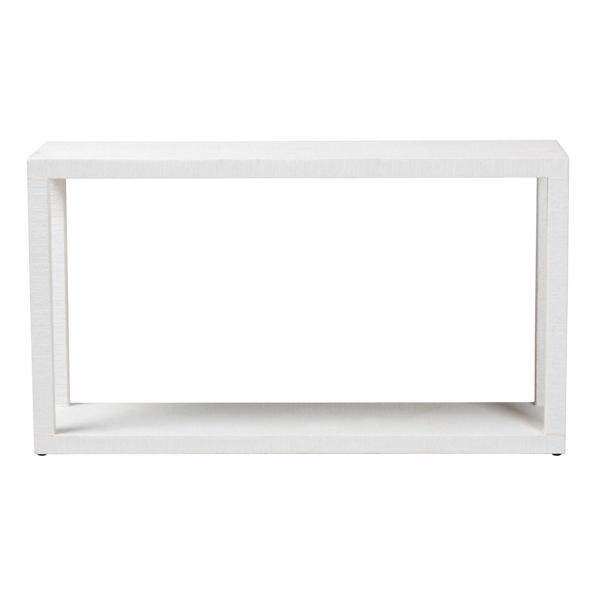 bali & pari Oaklynn Grasscloth Console Table Two-Tier Entryway Table White