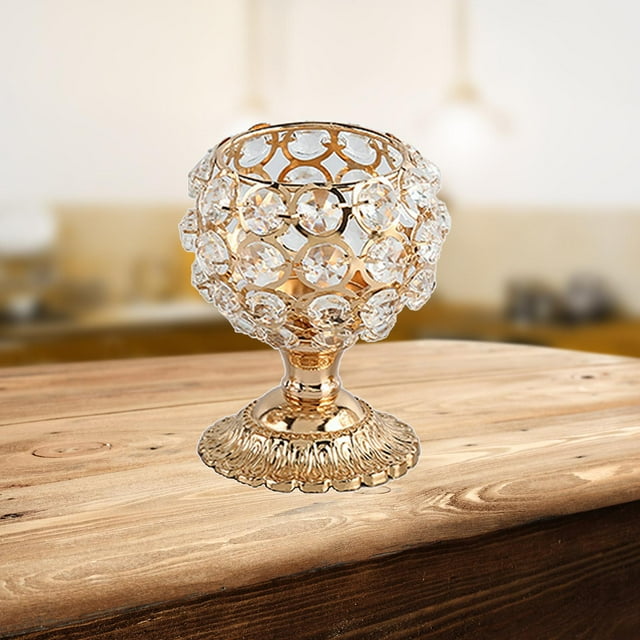 Soporte de de cristal del té Candelabra Soporte decorativo Candlestick pa Navidad Votive Bowl s Decoración Dinning Adorno - Oro 8x8x10cm perfecl candelero de cristal
