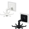thumbnail image 2 of HAOAN 2PCS 360°Rotating Folding Hook,Self-Adhesive 180°Vertical Flip Waterproof Utility Hook for Home Kitchen Bathroom Towel Office Sticky Wall Hook, Damage-Free No Drilling (White + Black), 2 of 3