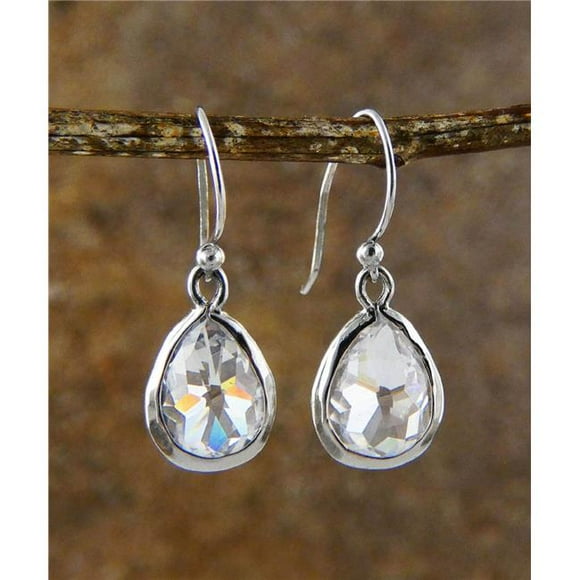 Vera 2S-5237CL-1 Sterling Silver Tear Drop CZ Earring