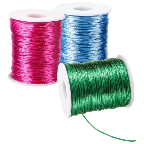 GAXIRE 3-Pack Macrame Cord Rolls for Crocheting, Polyester Thread 1-1.5mm, Colors for Women