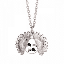 exclamation gothic alphabet sunflower necklace pendant locket jewelry