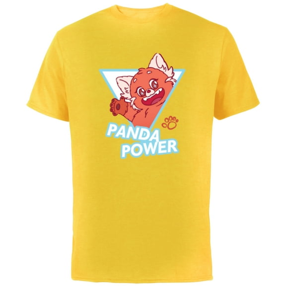 Disney and Pixar’s Turning Red Fluffy Cute Mei Panda Power - Short Sleeve Cotton T-Shirt for Adults - Customized-Yellow
