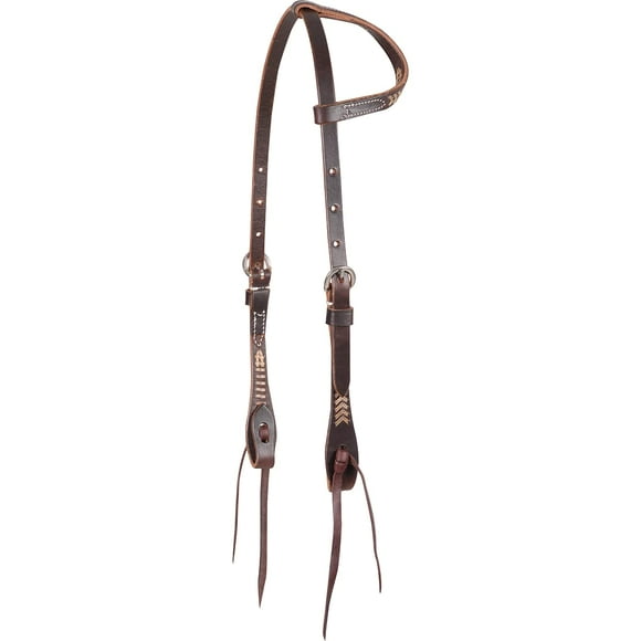 Martin Saddlery Rawhide Laced Chocolate Single Ear Headstall Chocolate
