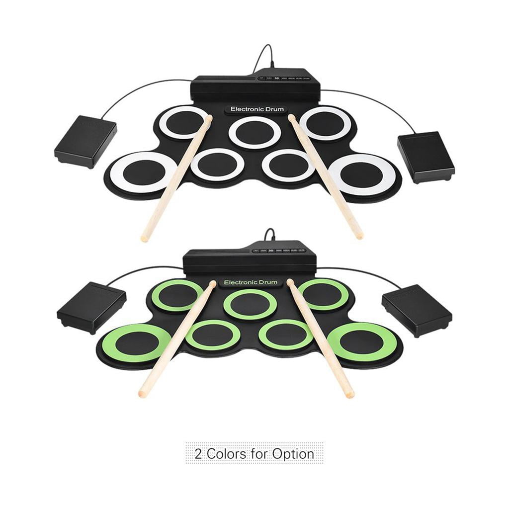 LeeQinersw USB Hand Roll Up Drum Pad Kit with Built-in Speaker Drum Pedals Drum Sticks - , 2