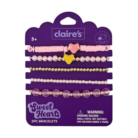Claire's Best Friends Bracelet Set - Hearts, 5pcs