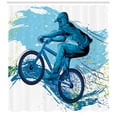 thumbnail image 3 of Ambesonne Sports Shower Curtain, Bicyclist Color Splashes, 69"Wx70"L, Blue Aqua Pale Green, 3 of 3