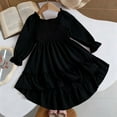 thumbnail image 4 of Fall Dresses,Girls Dress Square Neck Flutter Sleeves Ruffle Hem Party Outfit,Dresses,Z02 Black,6-7 Years, 4 of 7