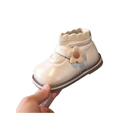 

Avamo Girl Toddler Boot Cute Flower Ankle Boots Magic Tape Dress Bootie Outdoor Mary Jane Party Breathable Princess Short Booties Beige 10C