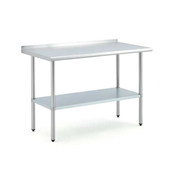 24x48 Inch Commercial Table for Prep & Work, Stainless Steel Kitchen Worktable with 4 Caster Wheels & Adjustable Under Shelf for Restaurant Garage Outdoor