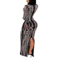 thumbnail image 2 of XINQIHANG Robe Moulante Sexy Élégante pour Femmes avec Strass, Robe de Soirée Longue, 2 of 3