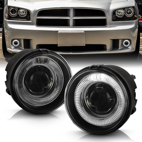 AKKON - For 2005-2009 Dodge Charger Nitro Caravan Caliber 2007-2008 Compass Partiot Smoked LED Projector Fog Lights