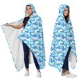 thumbnail image 2 of Wearable Blanket,Pink Butterfly Geometric Pattern Hooded Wearable Flannel Blanket for Adults & Teens,Winter Poncho Shawl Wrap Cape Cozy Anti-Pill,50"x60", 2 of 5