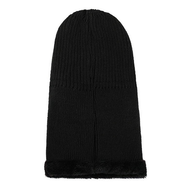 ZUARFY Men Women Winter Knitted Balaclava Beanie Hat with Windproof Visor  Thermal Plush Lining Neck Warmer Cycling Ski Face Mask Hooded Cap