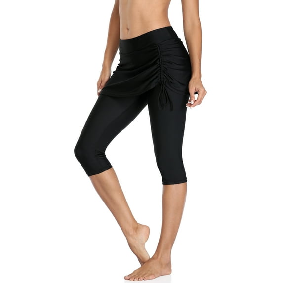 Women's High Waisted Skirted Swim Shorts Cropped Capri Surf Leggings Wetsuit Pants UV Boardshorts