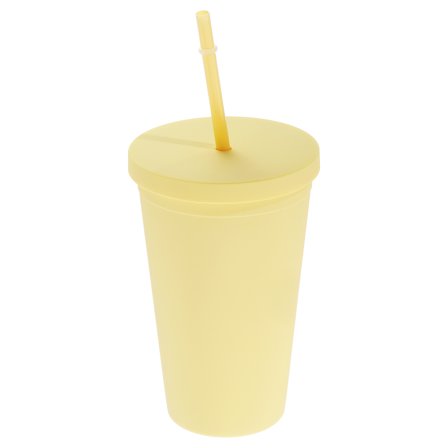 Acrylic Tumbler with Lid and Straw, 15 Oz Insulated Double Wall Cups, Matte Travel Tumblers for Parties (Candy Yellow)