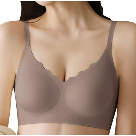 Cavosen Bralette for Women Wirefree Ice Silk Seamless Everyday Bras No Wire Push up Gathered Together Support Solid Bralette Padded Fixed Cup Comfortable Breathable Underwear