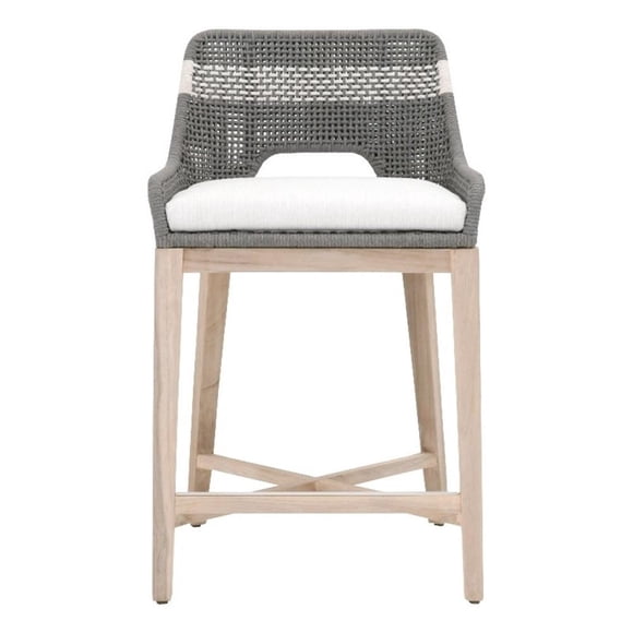 Essentials For Living Tabouret de Comptoir d'Extérieur en Bois Tressé de 26 Pouces Gris